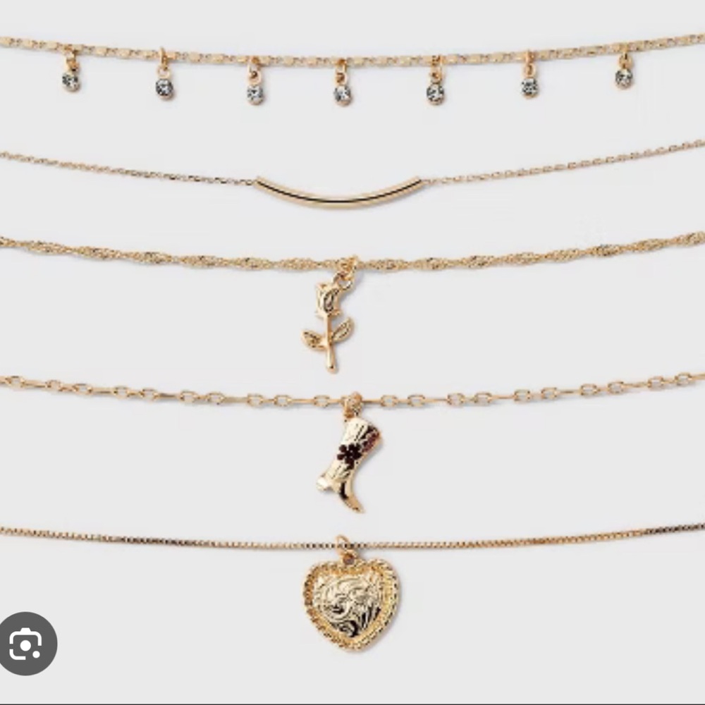 wild fable Gold Layered Charm Necklace Set